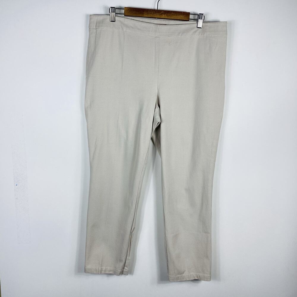 Chico's Pants XL 3 16 Tan Ankle Slim Leg Casual Cotton Blend
